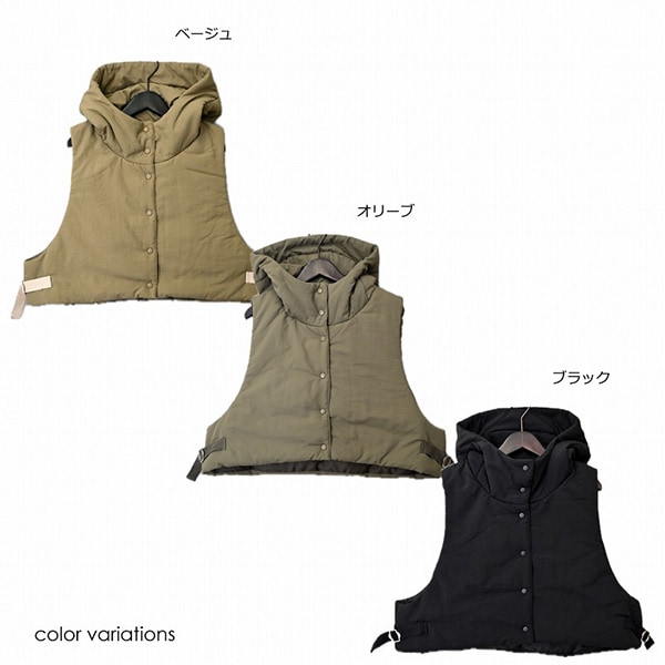 ファイユ中わたフーディクロップドベスト | レディース,トップス