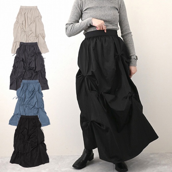 TNタフタリボン付きギャザースカート | レディース,スカート,ロング