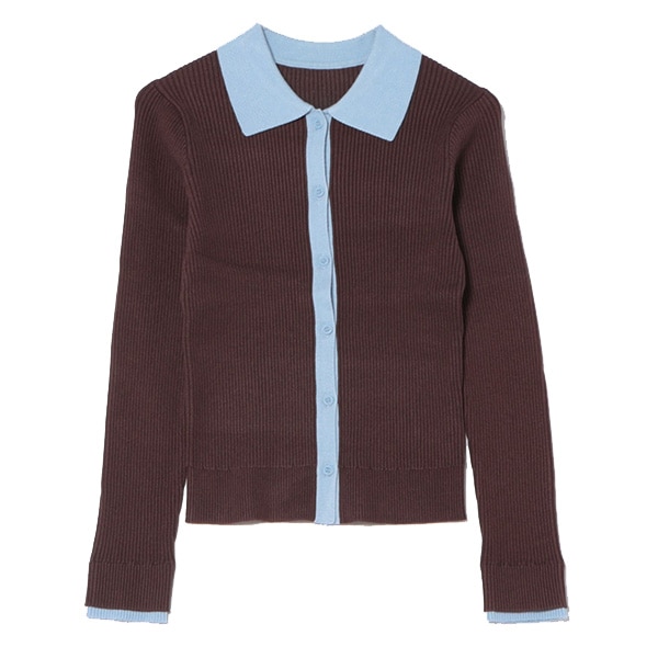 バイカラーニット襟付きトップス | レディース,トップス,ニット