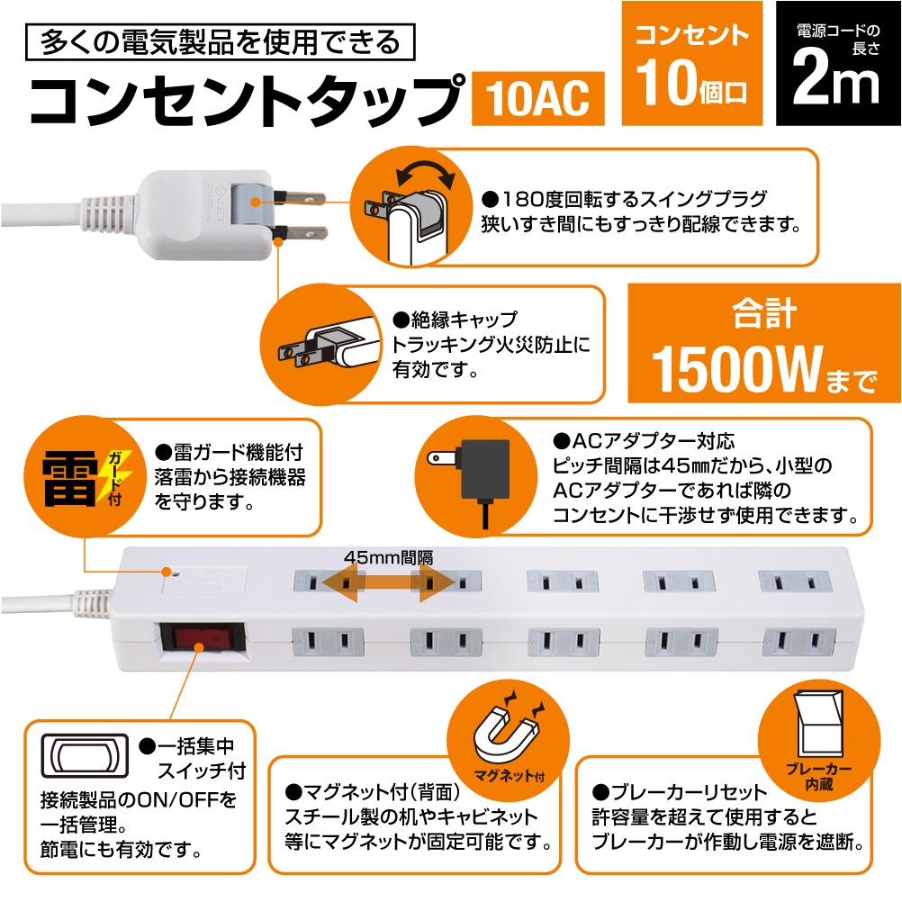 �Ÿ����åס�2m���ޥ��ͥå��դ����륬���ɡ��֥졼������10�ĸ���2�ĥ��åȡ�STP10W-2X2��STYLED