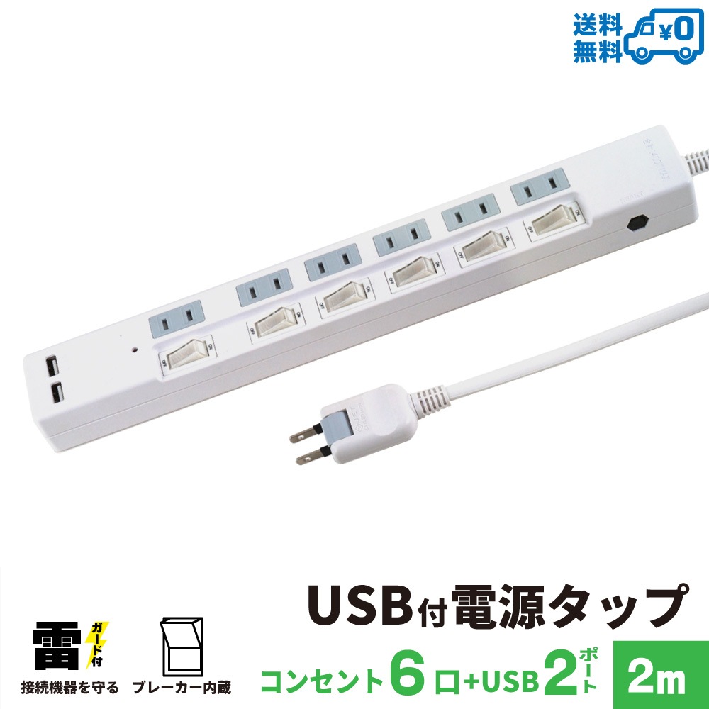 �Ÿ����å� USB�� 2m �륬���� 6�ĸ� STP6UA2W-2 STYLED