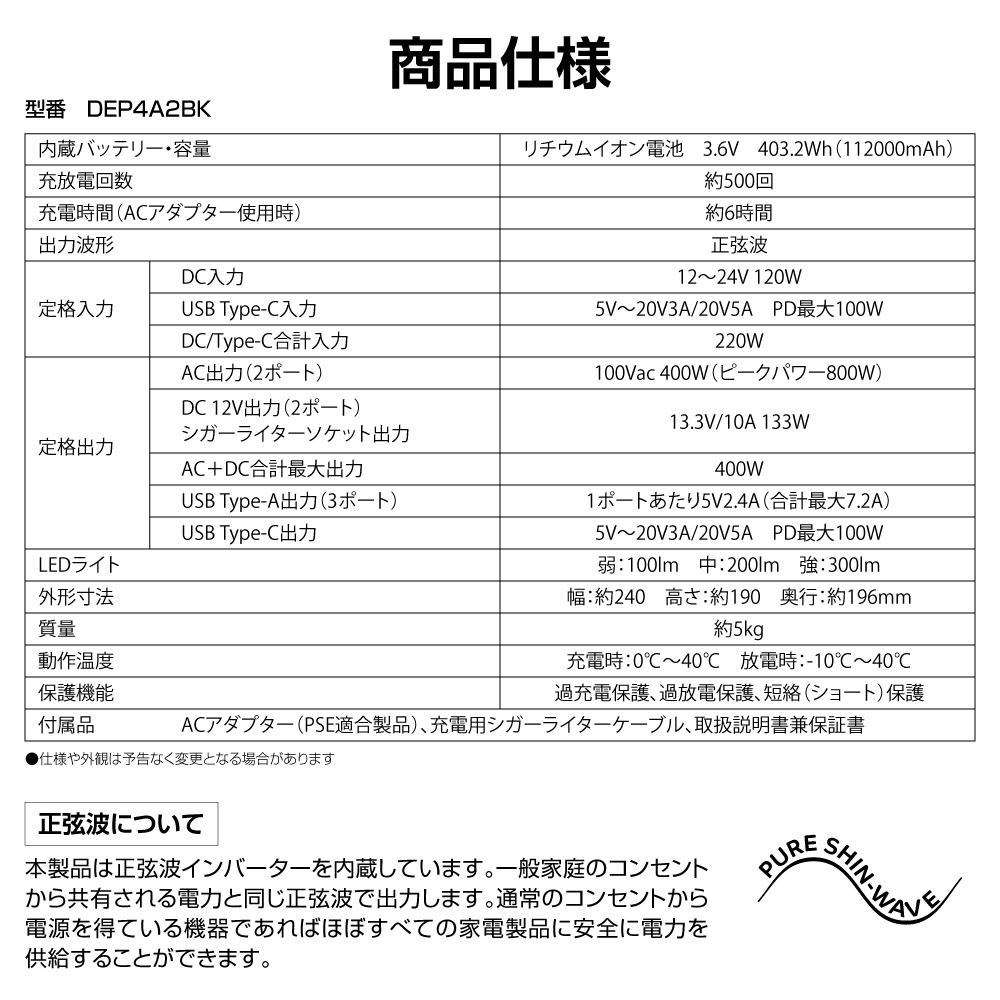 ������̵�������åȾ��ʡ�403Wh �ݡ����֥��Ÿ� & 100W �����顼�ѥͥ� AC2�� USB3�ݡ��ȡ�PD100W Type-C��� LED�饤�� �����ȥɥ� ������ ���������� �ɺ� �������� ������� ������Ÿ� ���� 403Wh 112000mAh ����400W