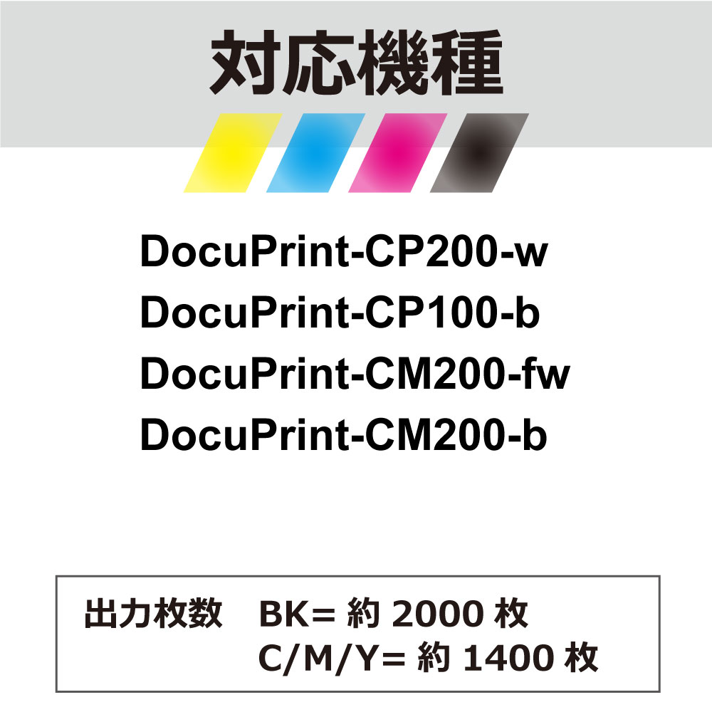 CT201761K/CT201762C/CT201763M/CT201764Y ���٤�4�ĥ��å� 1��������1,325�� �ߴ��ȥʡ� �ٻΥե����(�ٻΥ����å���)�� DocuPrint-CP200-w / DocuPrint-CP100-b / DocuPrint-CM200-fw / DocuPrint-CM200-b