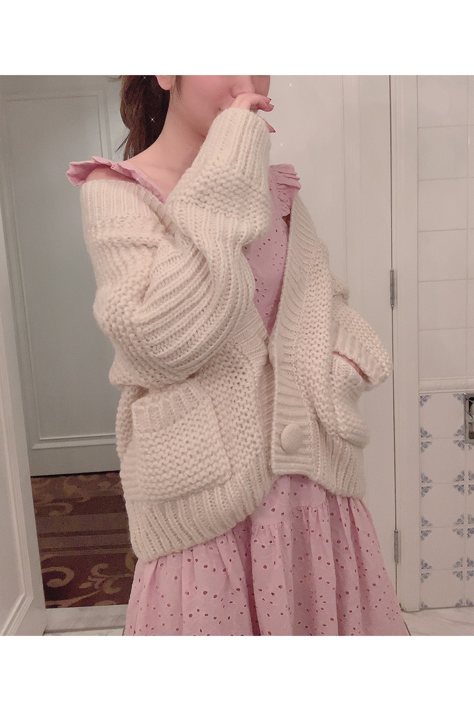 スカラップ刺繍マキシ丈フリルキャミワンピース