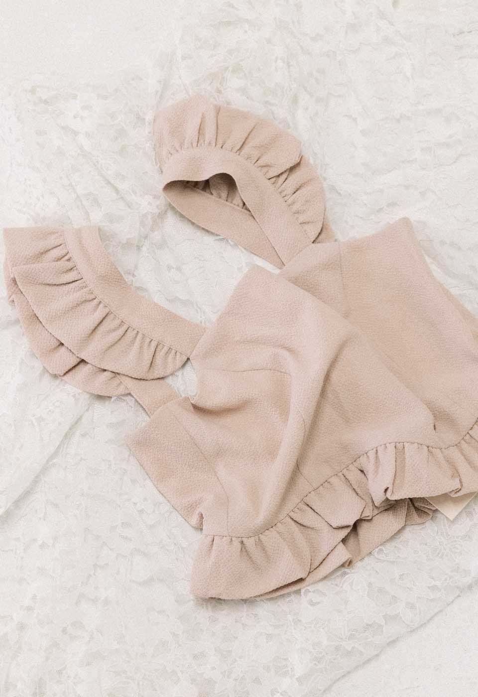 pink frilled bustier