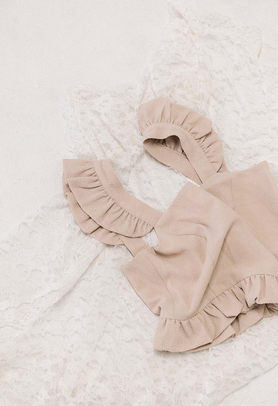 pink frilled bustier