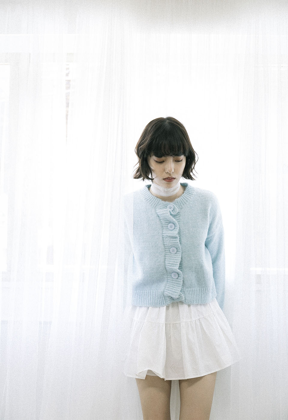 sky blue knit cardigan