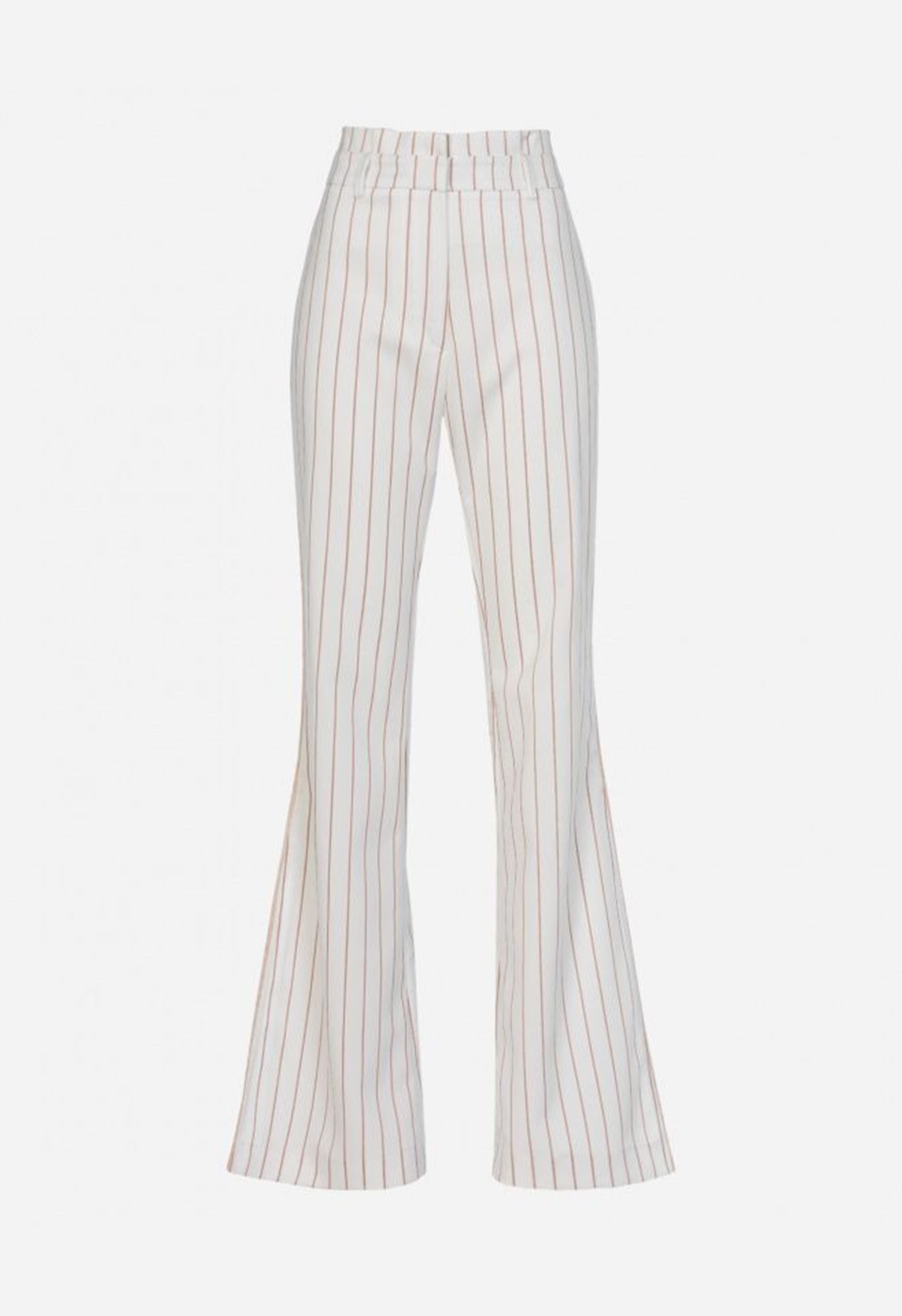 beige striped flared pants