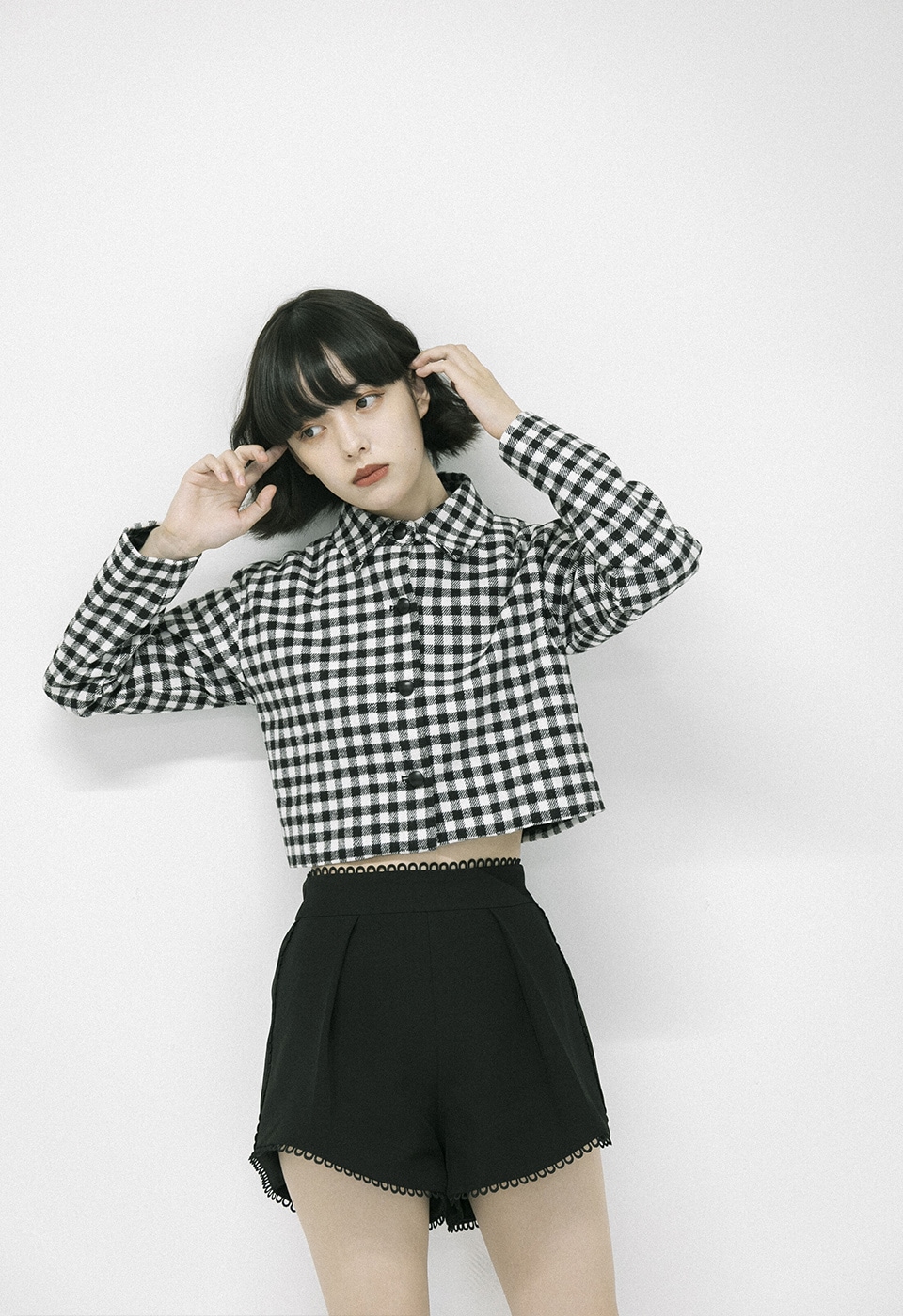 【予約販売】gingham check minijacket