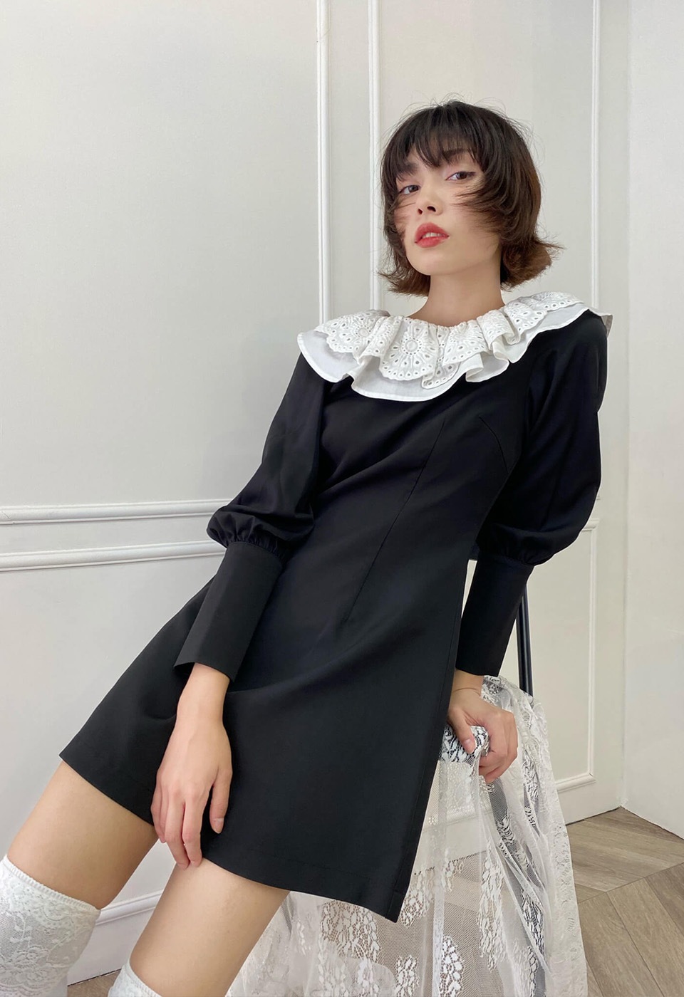 lissi frilled color dress
