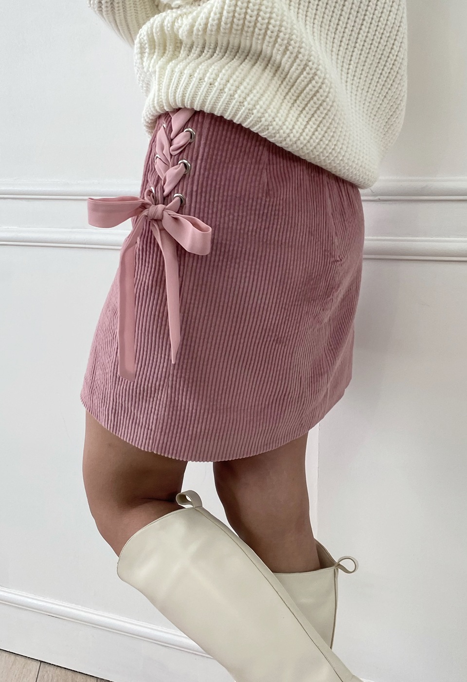 【予約販売】side ribbon corduroy skirt
