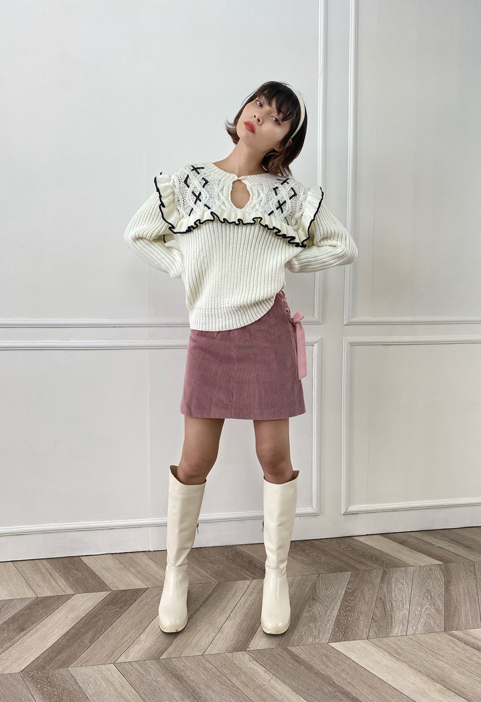 【予約販売】side ribbon corduroy skirt