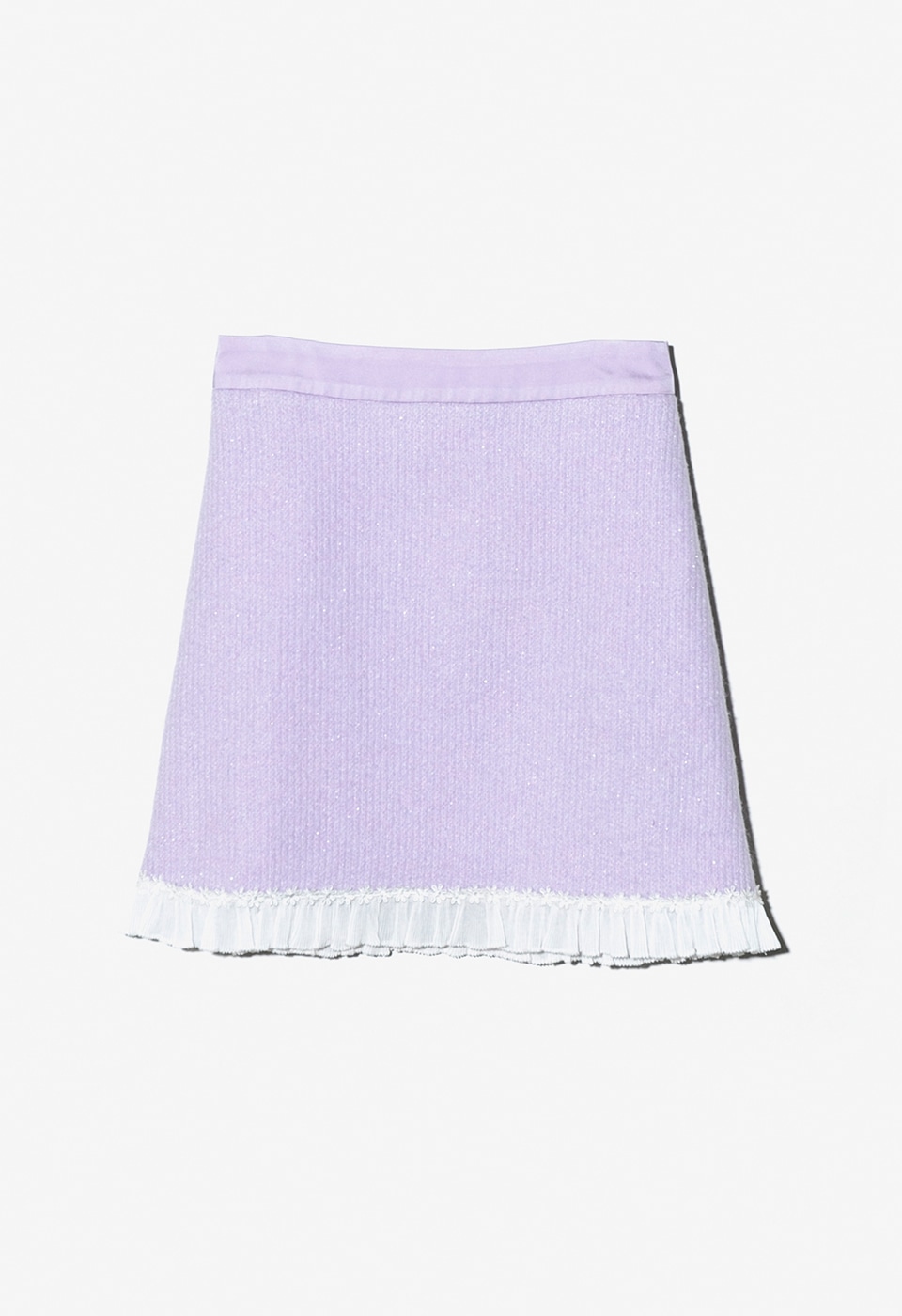 フリル刺繍リブニットスカート