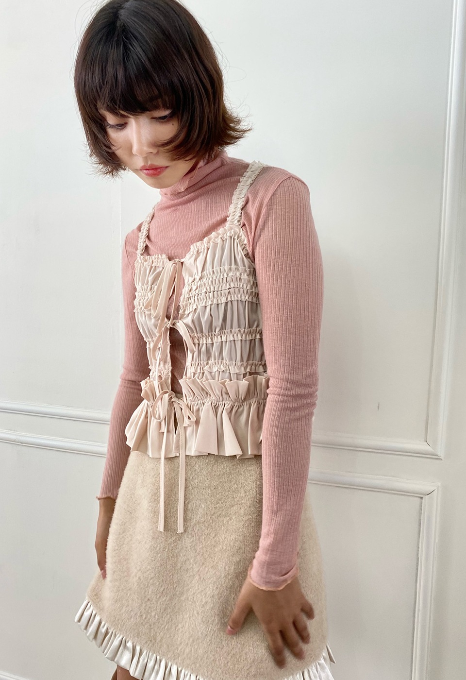 boa fabric frilled skirt