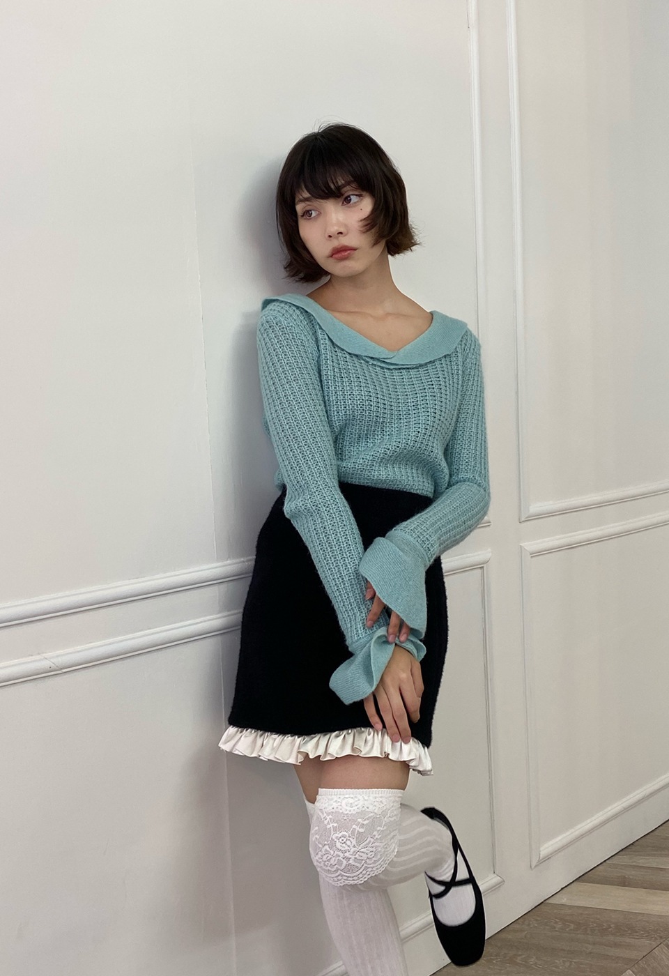 boa fabric frilled skirt