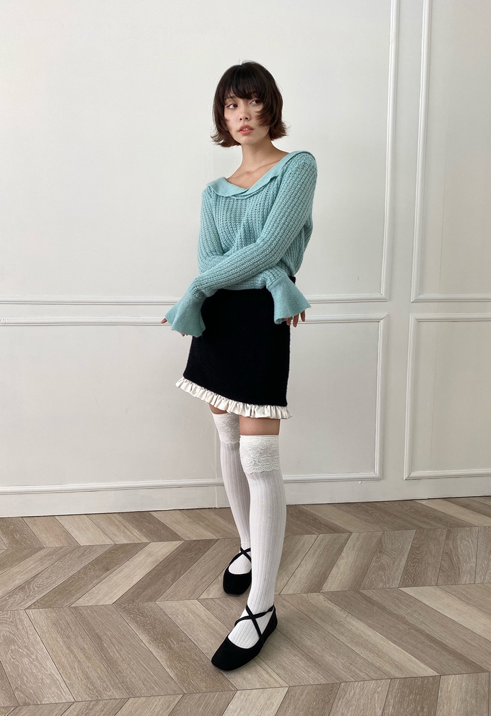 boa fabric frilled skirt