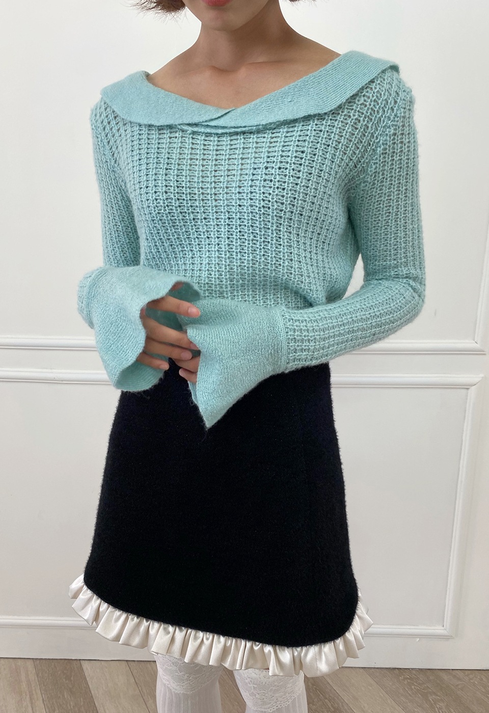 boa fabric frilled skirt