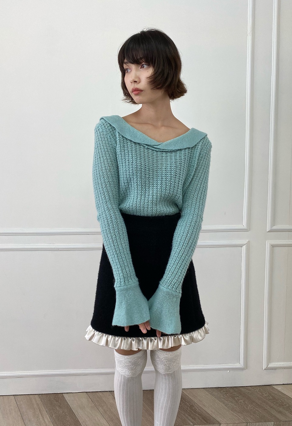 boa fabric frilled skirt