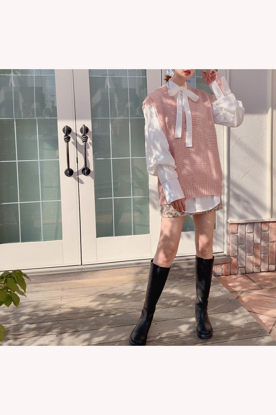 【予約販売】リボンブラウスニットベストセットアップ
