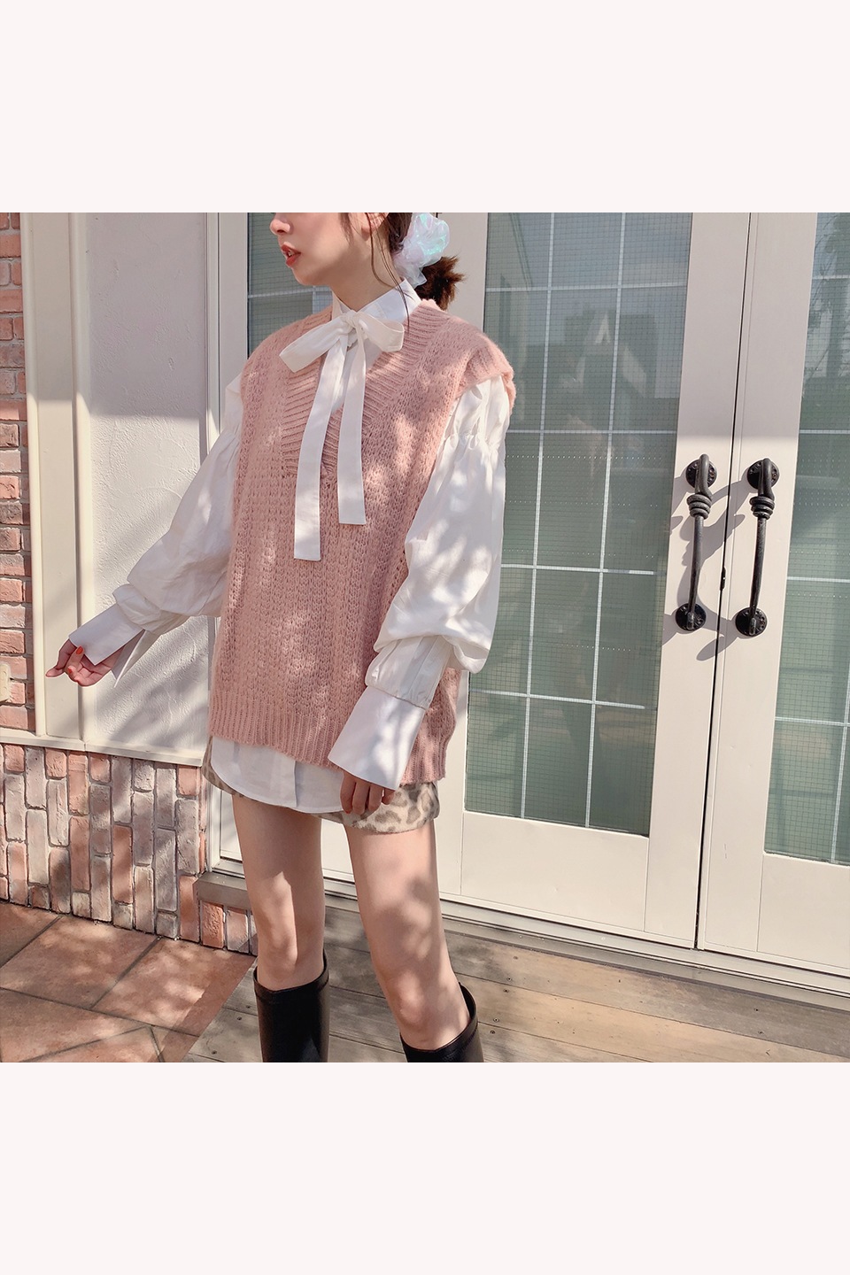 【予約販売】リボンブラウスニットベストセットアップ
