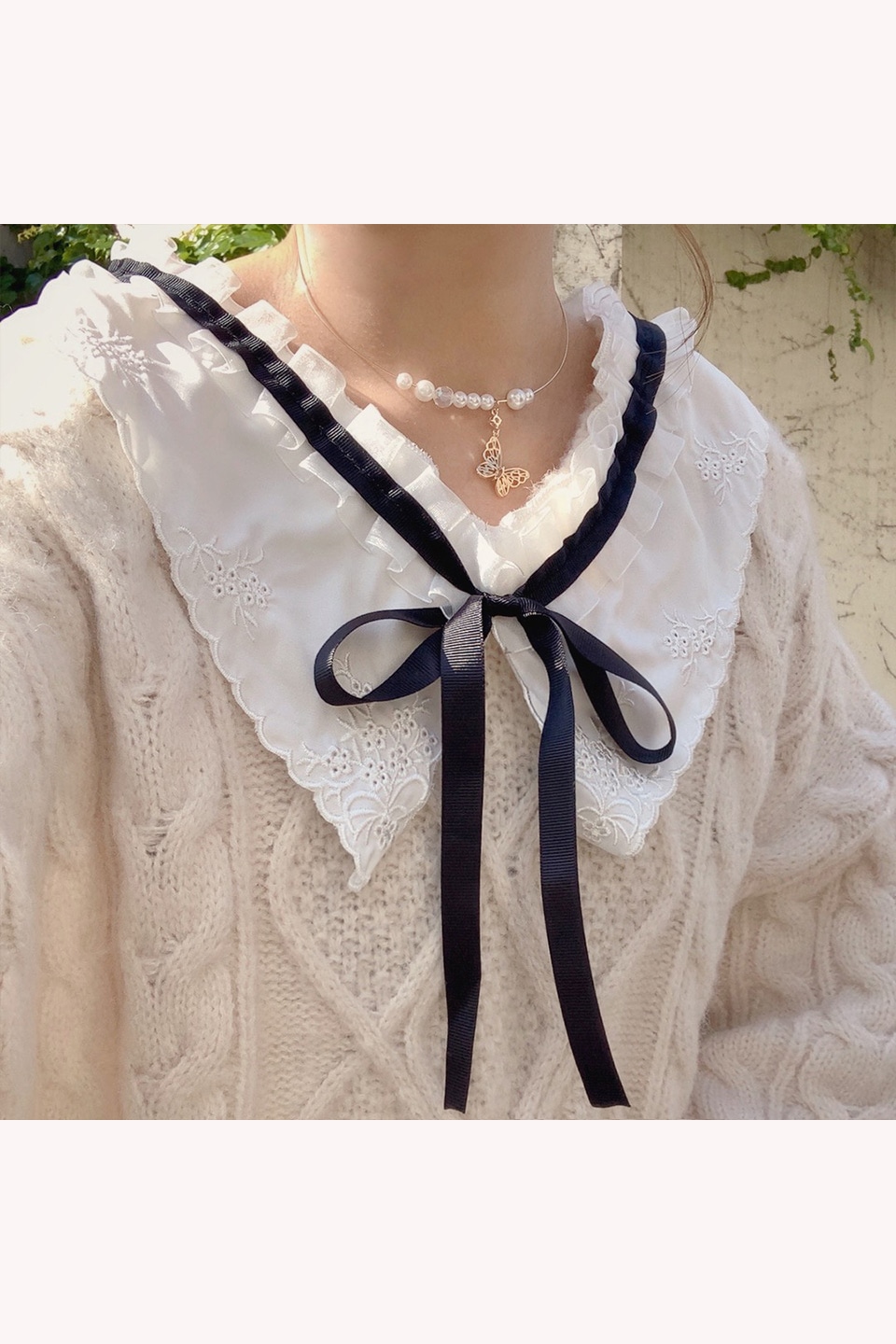 【予約販売】フリル編み込みニットトップス