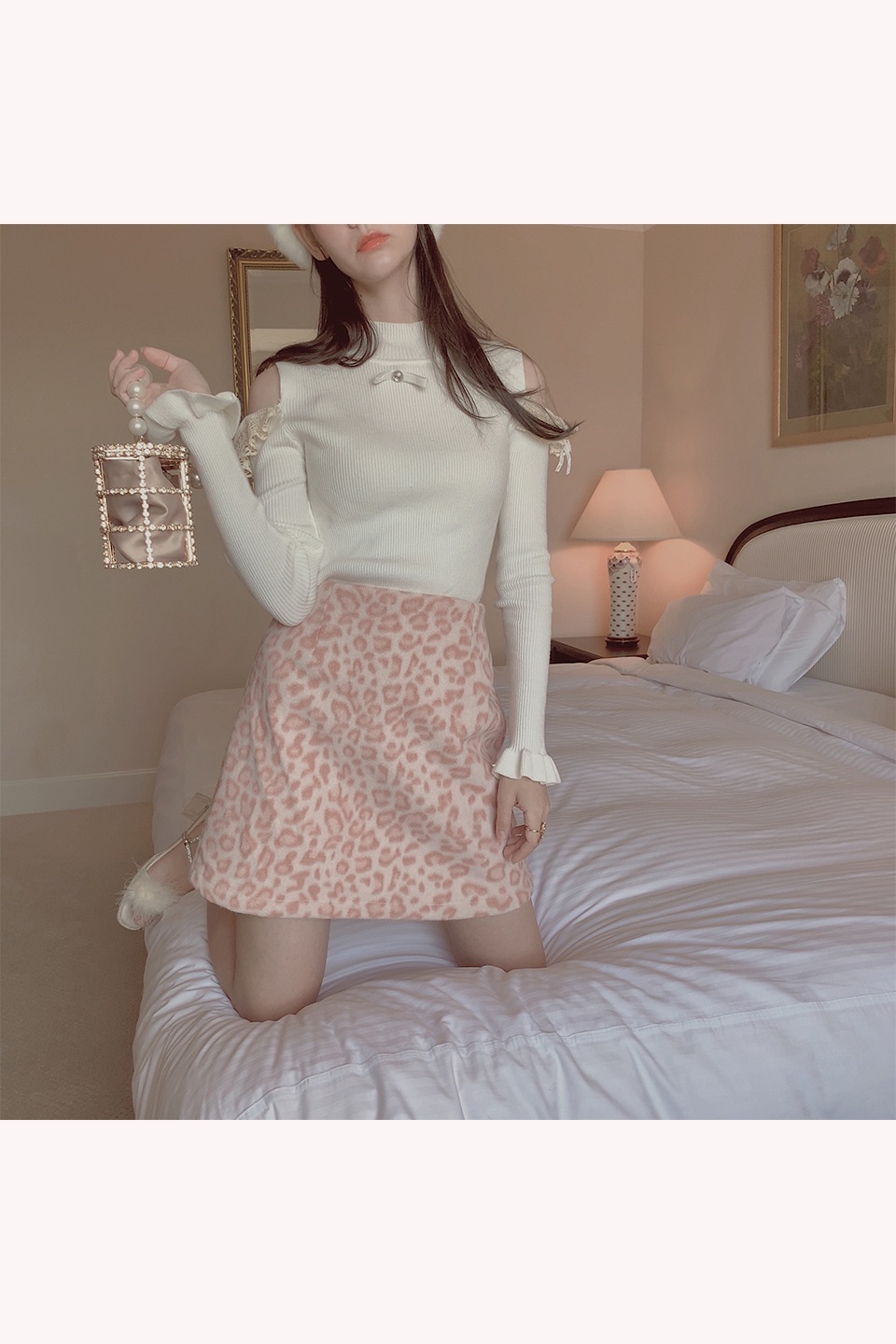 【予約販売】ヒョウ柄台形ミニスカート