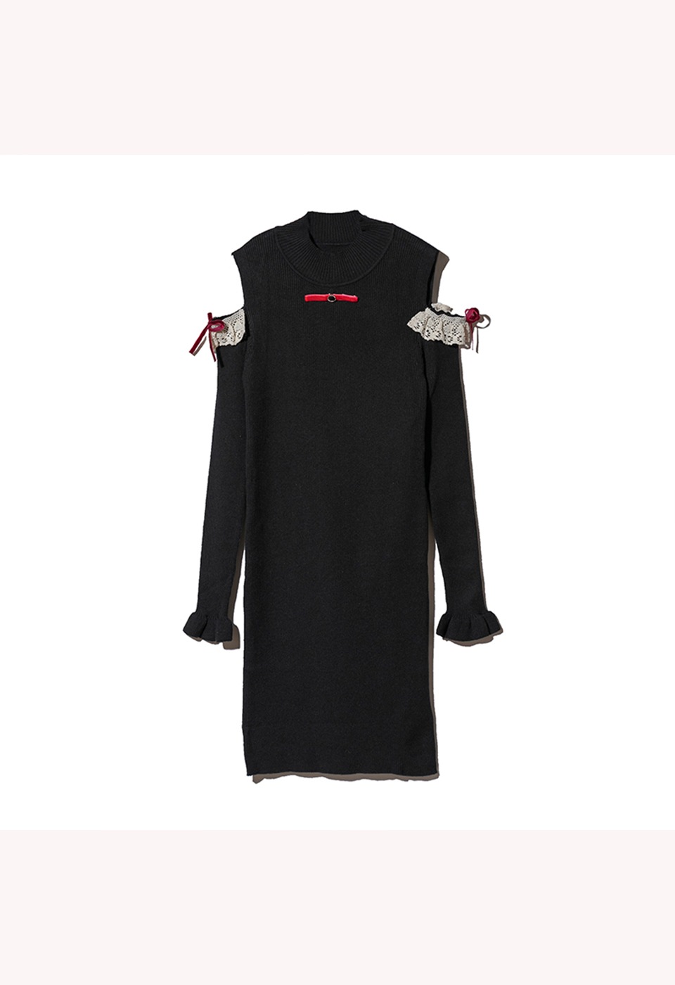 【予約販売】肩開きプチハイニットタイトワンピース