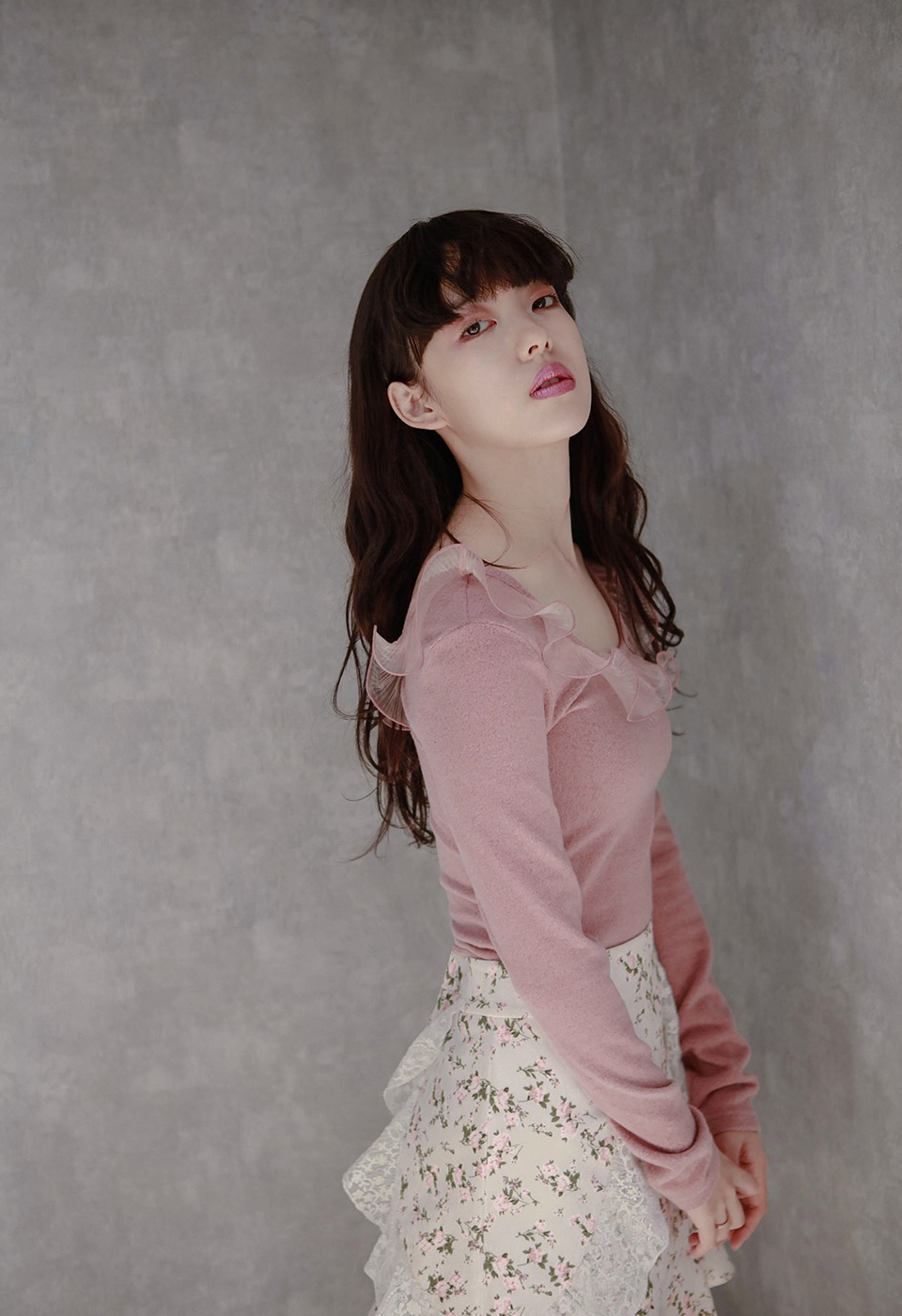 花柄レースフリルミニスカート