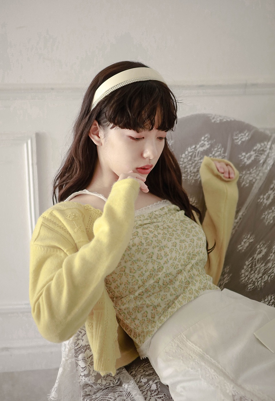 【予約販売】花柄刺繍ヴィンテージニットカーディガン
