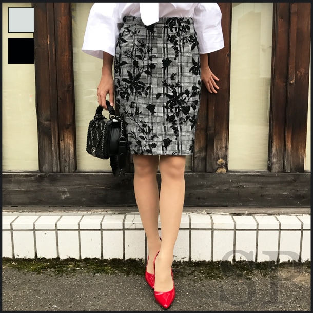 即納可 フロッキーフラワータイトスカート Bottom Style Point 即納可 フロッキーフラワータイトスカート Bottom Style Point