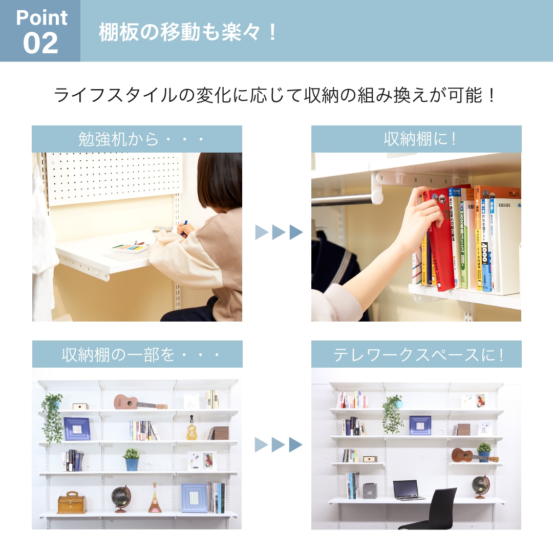 システム収納 Fitrack 可動棚 クローゼット収納お試しセット 1列