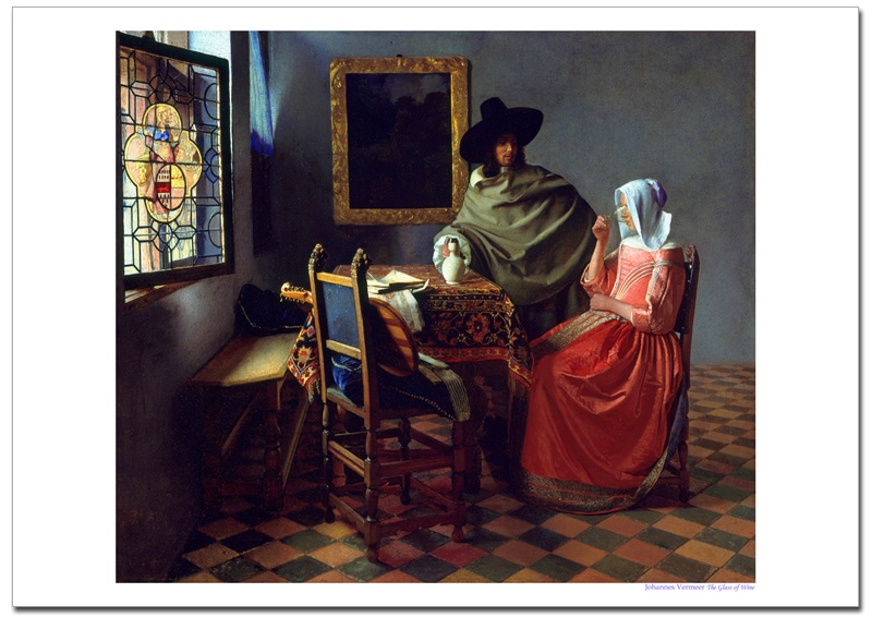 『紳士とワインを飲む女』　フェルメール 紳士とワインを飲む女（ワイングラス）』フェルメールの作品解説