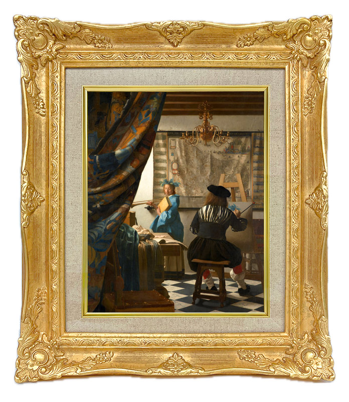 フェルメール 絵画芸術 ジクレーキャンバス複製画 額装品