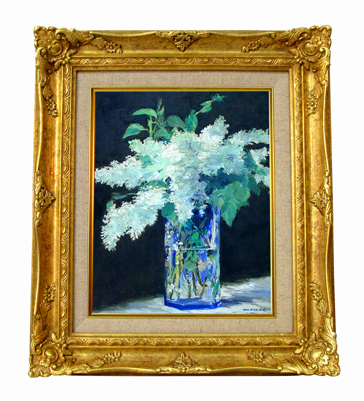 マネ 白いライラック キャンバス複製画 額装品