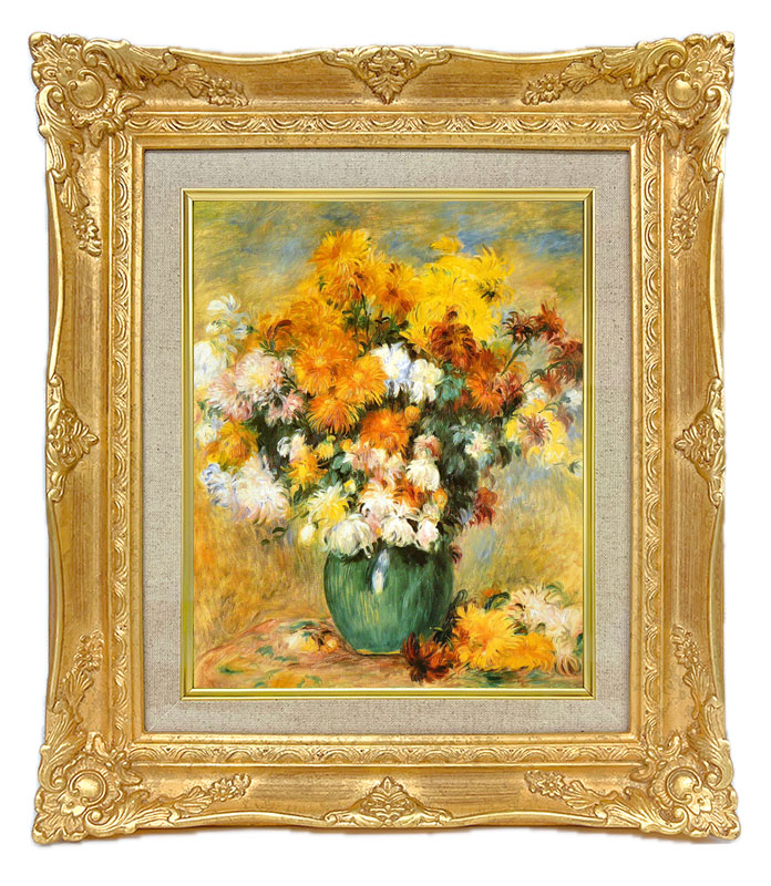 ルノワール「牧場にて」複製画 共同印刷 リーダーズダイジェスト 希少 美品 モネ 菊 ジクレーキャンバス複製画 額装品