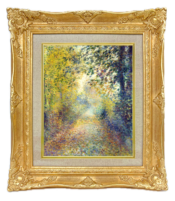 複製画、ルノアール　バランジュ村への並木道 ルノワール 木かげ ジクレーキャンバス複製画 額装品