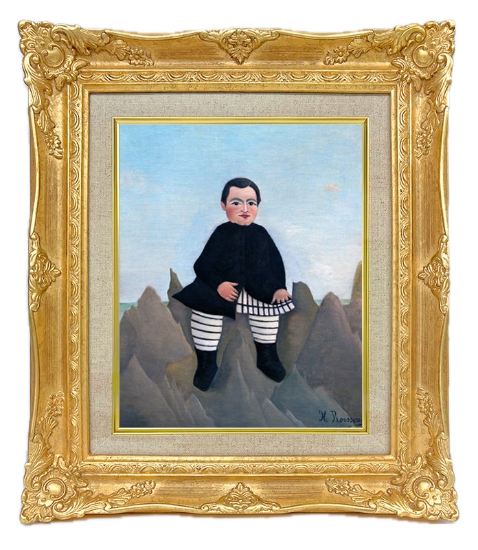 ルソー 岩の上の少年 ジクレーキャンバス複製画 額装品
