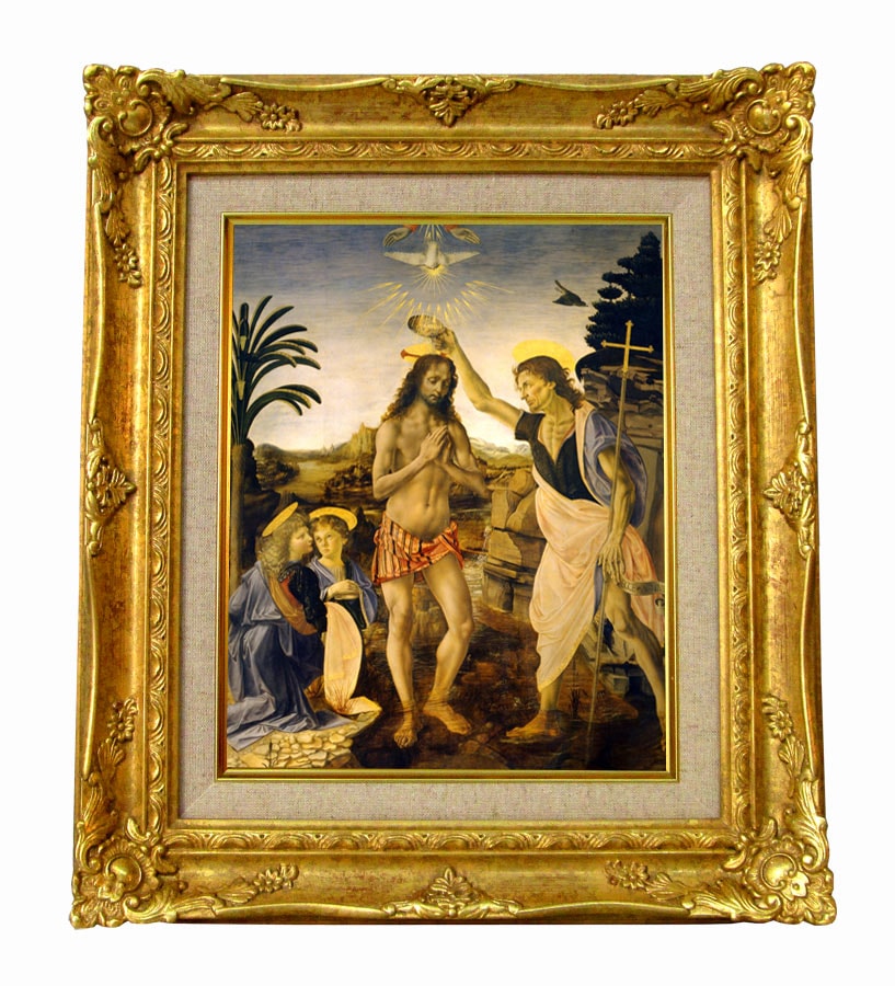 神聖♦️希少 オーダー ヴィンテージ♦️ウッドプレート12点セット♦️補償付　送料込 ダヴィンチ イエスの洗礼 ジクレーキャンバス複製画 額装品