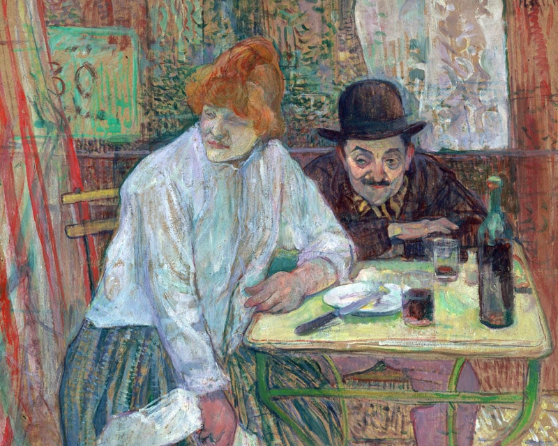 ロートレック カフェにて ジクレーキャンバス複製画額装品