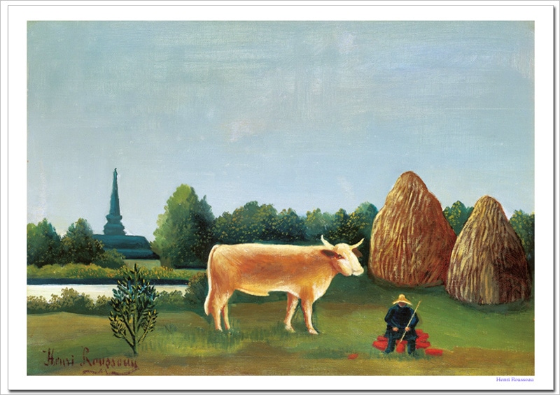 ルソー 牛のいる風景 ジクレーキャンバス複製画 額装品