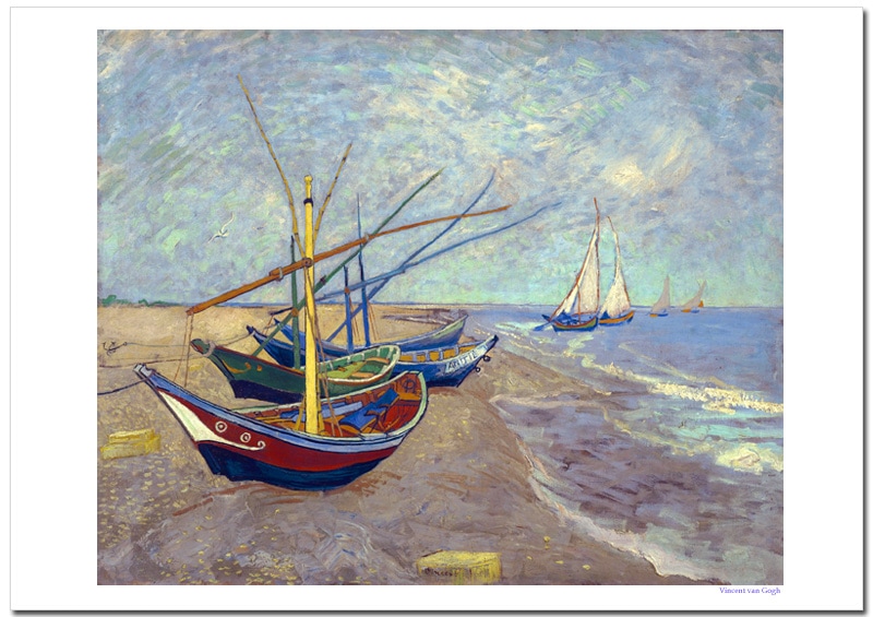 ゴッホ サントマリービーチの漁船ポスター販売