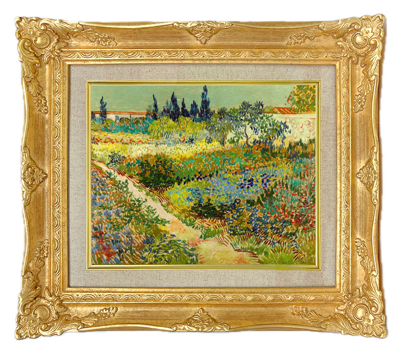 ゴッホ 花咲く庭と小道 ジクレーキャンバス複製画 額装品