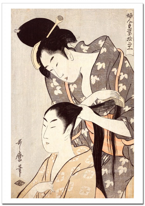 浮世絵 美人画 絹本画 歌麿 美術 アンティーク 骨董品 歌麿筆 彩色 木版画◇高島屋おひさ◇美人画 錦絵 浮世絵 版画 絵画