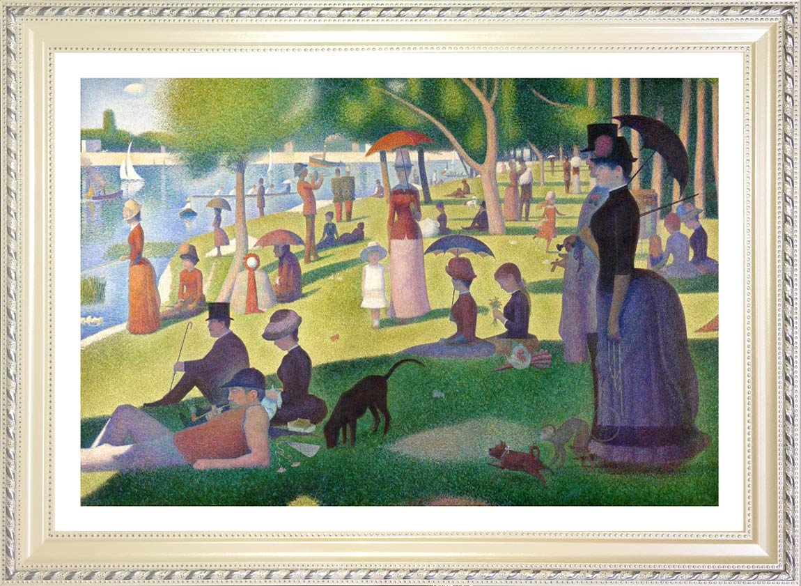 ジョルジュ・スーラ、【グランド・ジャット島】、新品高級額 額装付 版画 絵画 名画 グランド・ジャット島の日曜日の午後 ジョルジュ