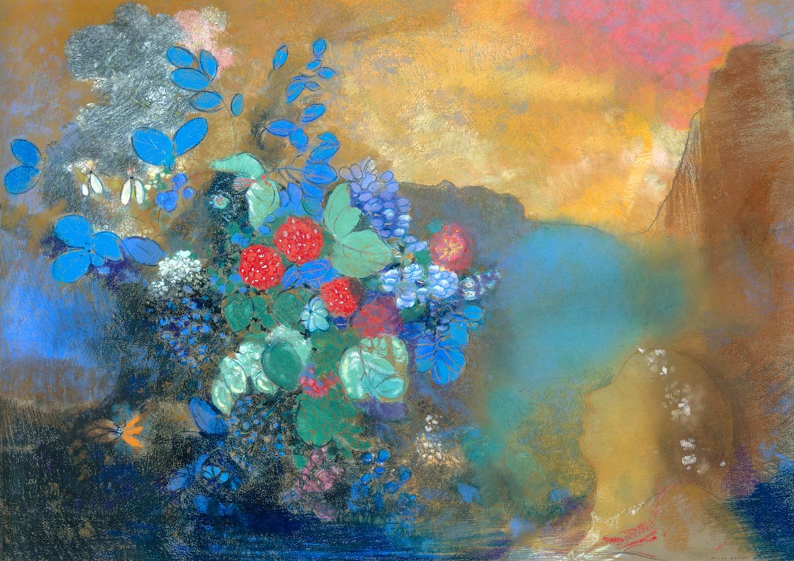 ルドン 花の中のオフィーリア ジークレーポスター四辺フチ無し