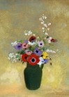 ルドン　Large Green Vase with Mixed Flowers　ジクレーポスター四辺フチ無し