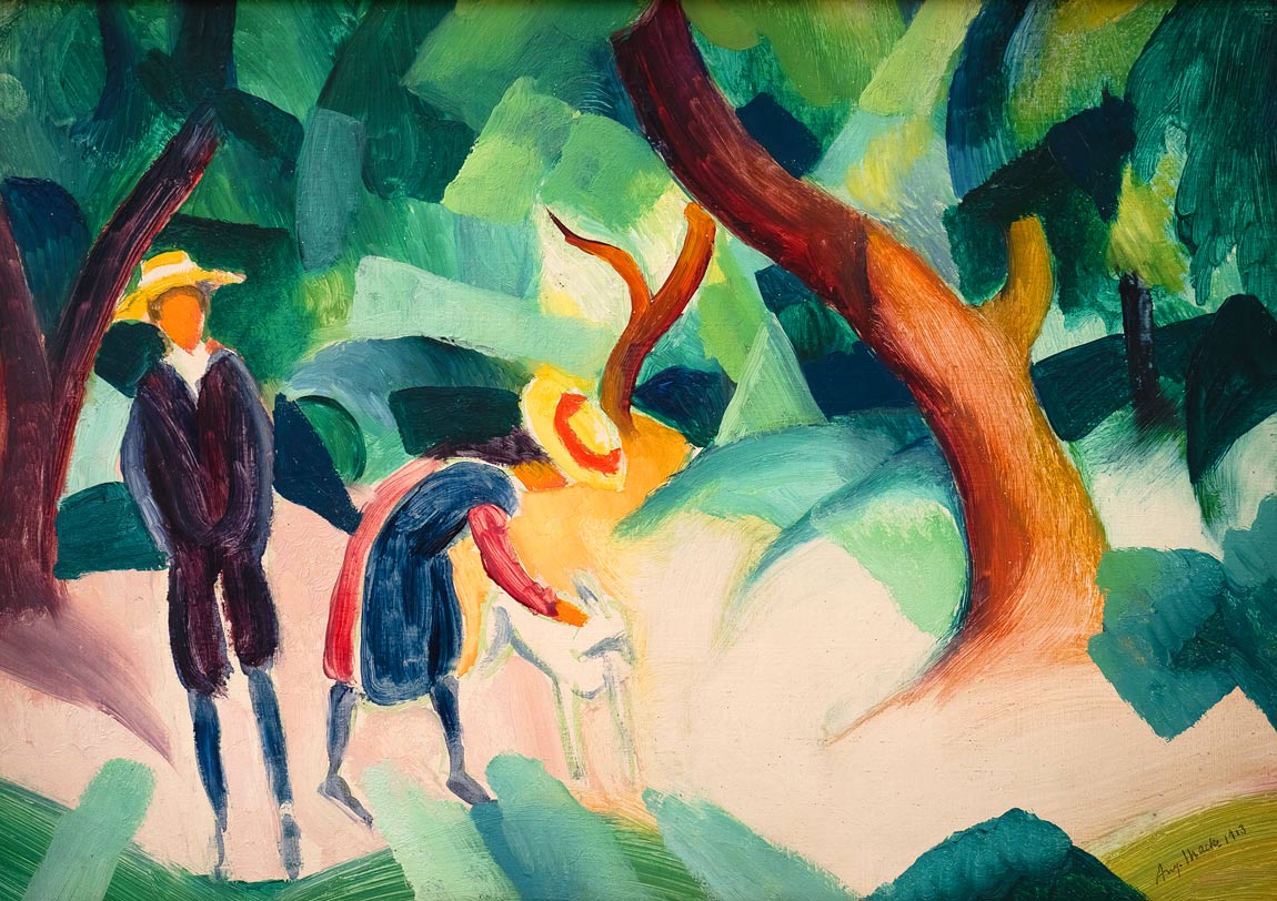 アウグスト・マッケ Children with goat ジクレーポスター四辺フチ無し