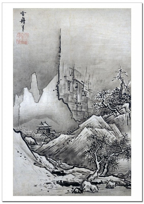 水墨画 雪景色 山水画 日本画 冬・梅 2点セット 水墨画 雪景色 山水画 日本画 冬・梅 2点セット