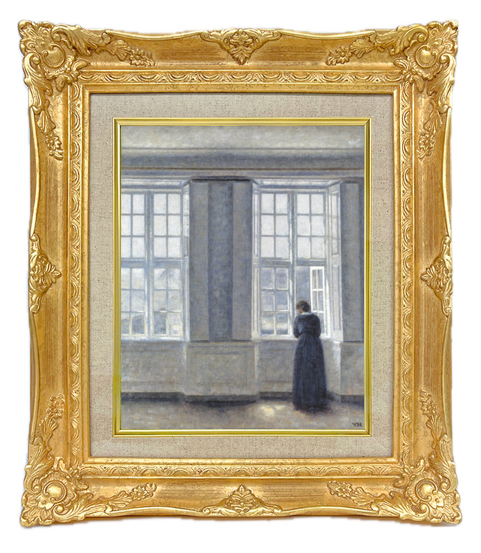 ハマスホイ The Tall Windows ジクレーキャンバス複製画 額装品