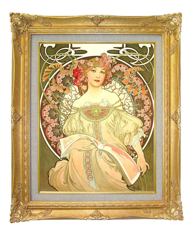 アルフォンス・ミュシャ夢想ジクレーキャンバス複製画 額装品
